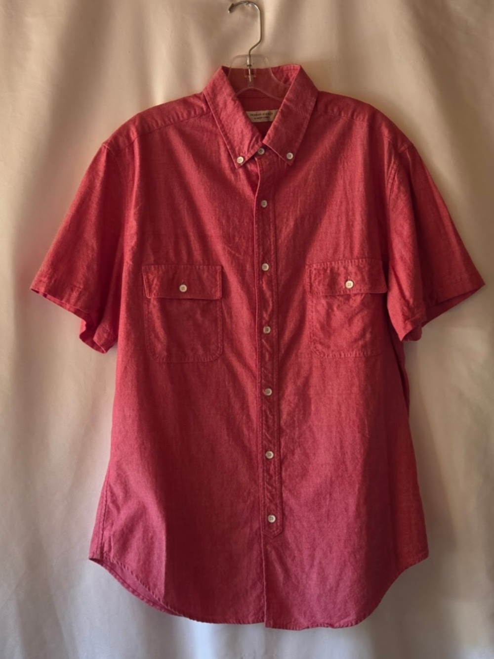 Shades Of Gray By Micah Cohen Short Sleeve Button Down Shirt Red Size XL NWT